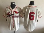 Vintage St. Louis Cardinals #6 Stan Musial Stitched Cream Baseball Jersey Throwback Edition (2)
