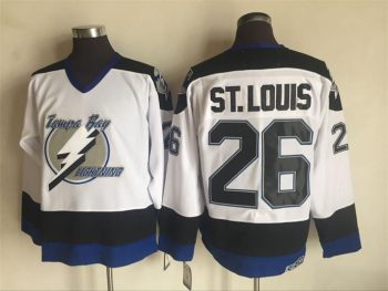 Vintage Tampa Bay Lightning #26 ST. LOUIS stitched White-Black-Blue Hockey Jersey Throwback Edition