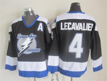Vintage Tampa Bay Lightning #4 LECAVALIER stitched Black-White-Blue Hockey Jersey Throwback Edition