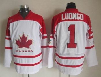 Vintage Team Canada #1 Roberto Luongo Stitched White & Red Hockey Jersey Throwback Edition