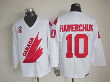 Vintage Team Canada #10 Dale Hawerchuk Stitched White Hockey Jersey Throwback Edition