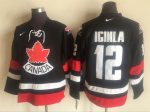 Vintage Team Canada #12 Jarome Iginla Stitched Black & Red Hockey Jersey Throwback Edition