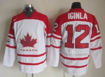 Vintage Team Canada #12 Jarome Iginla Stitched White & Red Hockey Jersey Throwback Edition