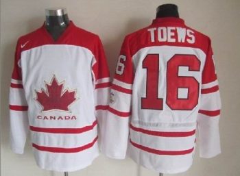 Vintage Team Canada #16 Jonathan Toews Stitched White & Red Hockey Jersey Throwback Edition
