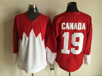 Vintage Team Canada #19 Blank Stitched Red & White Hockey Jersey Throwback Edition