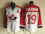 Vintage Team Canada #19 Steve Yzerman Stitched White & Red Hockey Jersey Throwback Edition