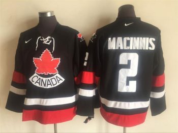Vintage Team Canada #2 Al MacInnis Stitched Black & Red Hockey Jersey Throwback Edition