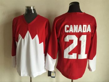 Vintage Team Canada #21 Blank Stitched Red & White Hockey Jersey Throwback Edition
