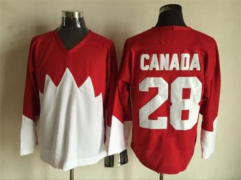 Vintage Team Canada #28 Blank Stitched Red & White Hockey Jersey Throwback Edition