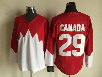 Vintage Team Canada #29 Blank Stitched Red & White Hockey Jersey Throwback Edition