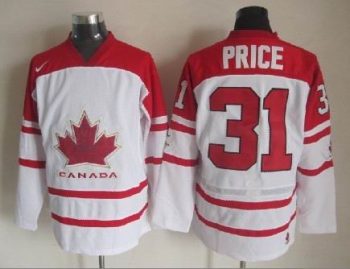 Vintage Team Canada #31 Carey Price Stitched White & Red Hockey Jersey Throwback Edition
