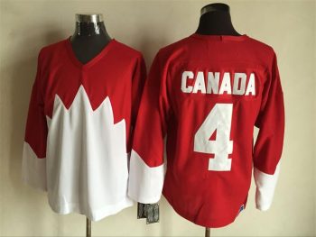 Vintage Team Canada #4 Blank Stitched Red & White Hockey Jersey Throwback Edition