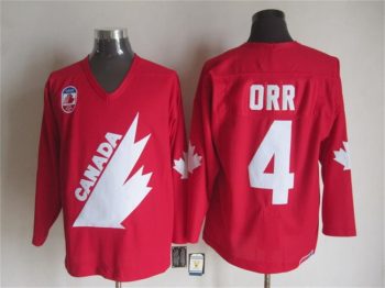 Vintage Team Canada #4 Bobby Orr Stitched Red Hockey Jersey Throwback Edition