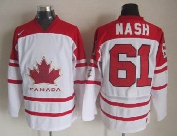 Vintage Team Canada #61 Rick Nash Stitched White & Red Hockey Jersey Throwback Edition