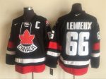 Vintage Team Canada #66 Mario Lemieux Stitched Black & Red Hockey Jersey Throwback Edition