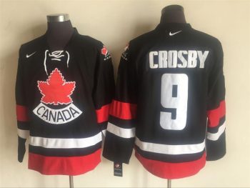 Vintage Team Canada #9 Sidney Crosby Stitched Black & Red Hockey Jersey Throwback Edition