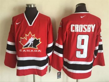 Vintage Team Canada #9 Sidney Crosby Stitched Red Hockey Jersey Throwback Edition