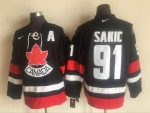 Vintage Team Canada #91 Joe Sakic Stitched Black & Red Hockey Jersey Throwback Edition