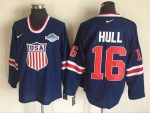 Vintage Team USA #16 HULL stitched Navy Blue-Red-White Hockey Jersey Throwback Edition