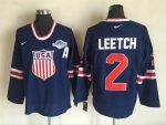 Vintage Team USA #2 LEETCH stitched Navy Blue-Red-White Hockey Jersey Throwback Edition