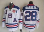 Vintage Team USA #28 RAFALSKI stitched White-Navy Blue-Red Hockey Jersey Throwback Edition