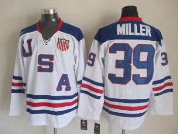 Vintage Team USA #39 MILLER stitched White-Navy Blue-Red Hockey Jersey Throwback Edition