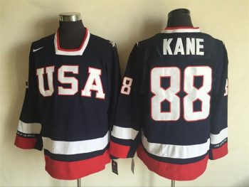 Vintage Team USA #88 KANE stitched Navy Blue-Red-White Hockey Jersey Throwback Edition
