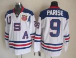 Vintage Team USA #9 PARISE stitched White-Navy Blue-Red Hockey Jersey Throwback Edition