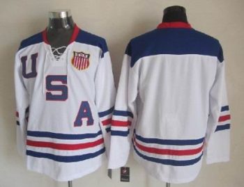 Vintage Team USA blank stitched Navy Blue-Red-White Hockey Jersey Throwback Edition