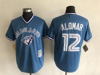 Vintage Toronto Blue Jays #12 Roberto Alomar Stitched Light Blue Baseball Jersey Throwback Edition