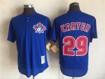 Vintage Toronto Blue Jays #29 Joe Carter Stitched Royal Blue Mesh Baseball Jersey Throwback Edition
