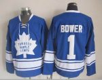 Vintage Toronto Maple Leafs #1 BOWER stitched Blue-White Hockey Jersey Throwback Edition