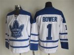 Vintage Toronto Maple Leafs #1 BOWER stitched White-Blue Hockey Jersey Throwback Edition