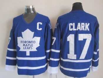Vintage Toronto Maple Leafs #17 CLARK stitched Blue-White Hockey Jersey Throwback Edition (3)