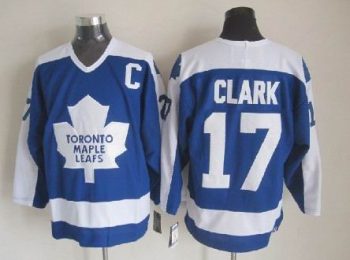 Vintage Toronto Maple Leafs #17 CLARK stitched Blue-White Hockey Jersey Throwback Edition