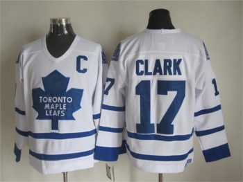 Vintage Toronto Maple Leafs #17 CLARK stitched White-Blue Hockey Jersey Throwback Edition (2)