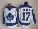 Vintage Toronto Maple Leafs #17 CLARK stitched White-Blue Hockey Jersey Throwback Edition (3)