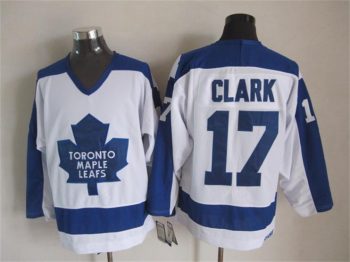 Vintage Toronto Maple Leafs #17 CLARK stitched White-Blue Hockey Jersey Throwback Edition (3)