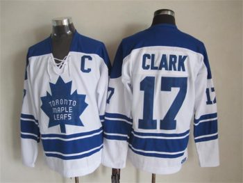 Vintage Toronto Maple Leafs #17 CLARK stitched White-Blue Hockey Jersey Throwback Edition (4)