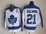 Vintage Toronto Maple Leafs #21 SALMING stitched White-Blue Hockey Jersey Throwback Edition