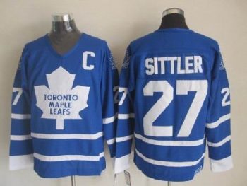 Vintage Toronto Maple Leafs #27 SITTLER stitched Blue-White Hockey Jersey Throwback Edition (2)
