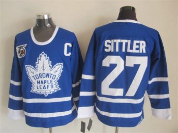 Vintage Toronto Maple Leafs #27 SITTLER stitched Blue-White Hockey Jersey Throwback Edition (3)