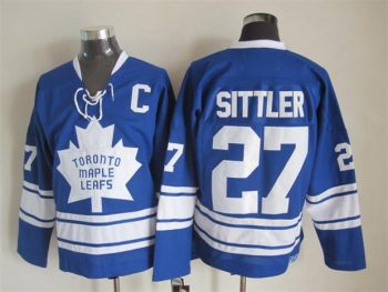 Vintage Toronto Maple Leafs #27 SITTLER stitched Blue-White Hockey Jersey Throwback Edition (5)