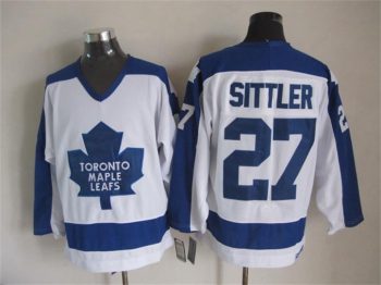 Vintage Toronto Maple Leafs #27 SITTLER stitched White-Blue Hockey Jersey Throwback Edition (3)