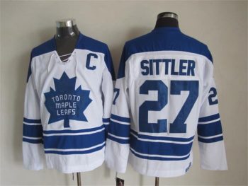Vintage Toronto Maple Leafs #27 SITTLER stitched White-Blue Hockey Jersey Throwback Edition (4)