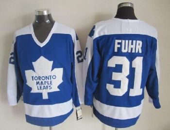 Vintage Toronto Maple Leafs #31 FUHR stitched Blue-White Hockey Jersey Throwback Edition
