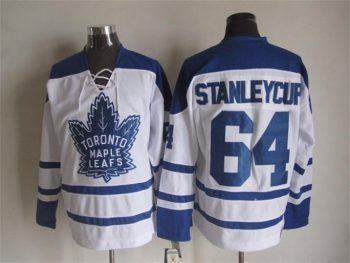 Vintage Toronto Maple Leafs #64 STANLEYCUP stitched White-Blue Hockey Jersey Throwback Edition