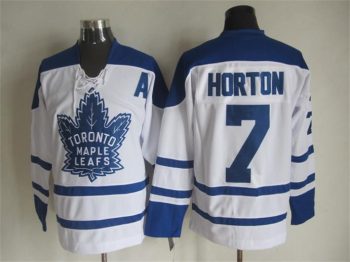 Vintage Toronto Maple Leafs #7 HORTON stitched White-Blue Hockey Jersey Throwback Edition (2)