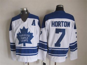 Vintage Toronto Maple Leafs #7 HORTON stitched White-Blue Hockey Jersey Throwback Edition (3)