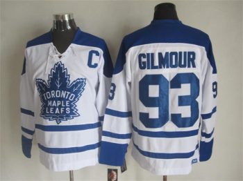 Vintage Toronto Maple Leafs #93 GILMOUR stitched White-Blue Hockey Jersey Throwback Edition (2)